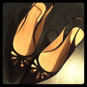 Black suede slig strap Talbots heels